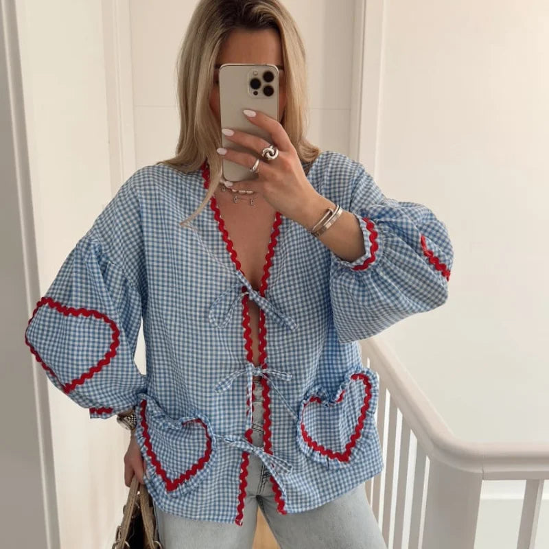 Heidi-Mode | Bluse mit Herz-Taschen