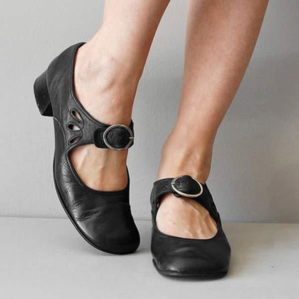 Heidi-Mode | Jahrgang Schuhe mit Abgerundeter Zehenpartie