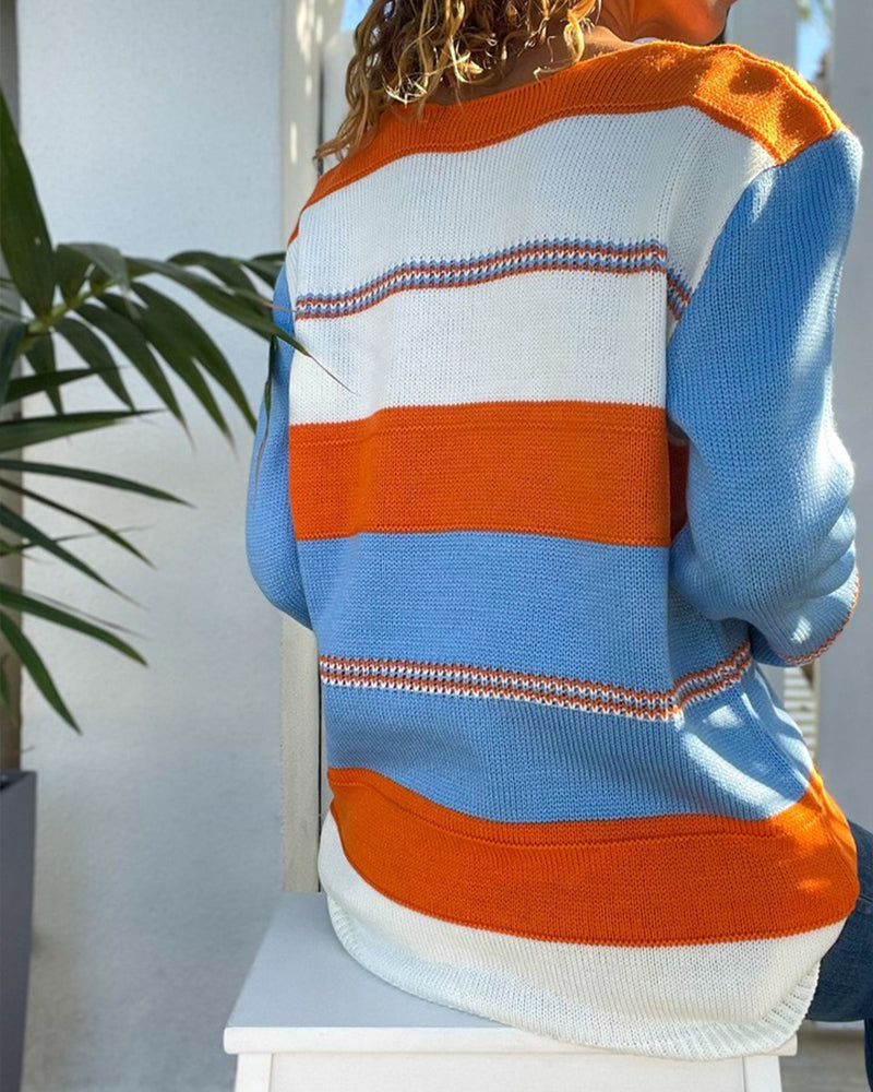 Heidi-Mode | V-Ausschnitt Blauer Pullover Für Damen