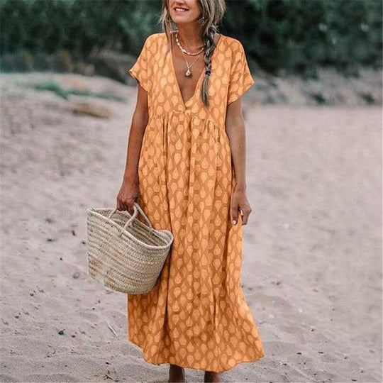 Heidi – Stylisches Bohemian-Kleid mit V-Ausschnitt