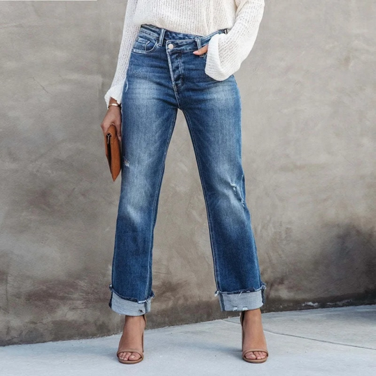 denim broek met hoge taille