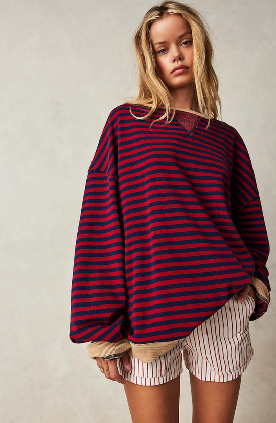 Heidi-Mode | Gestreifter Lässiger Strickpullover