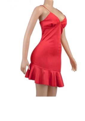 Elegantes rotes Sommerkleid mit Volants