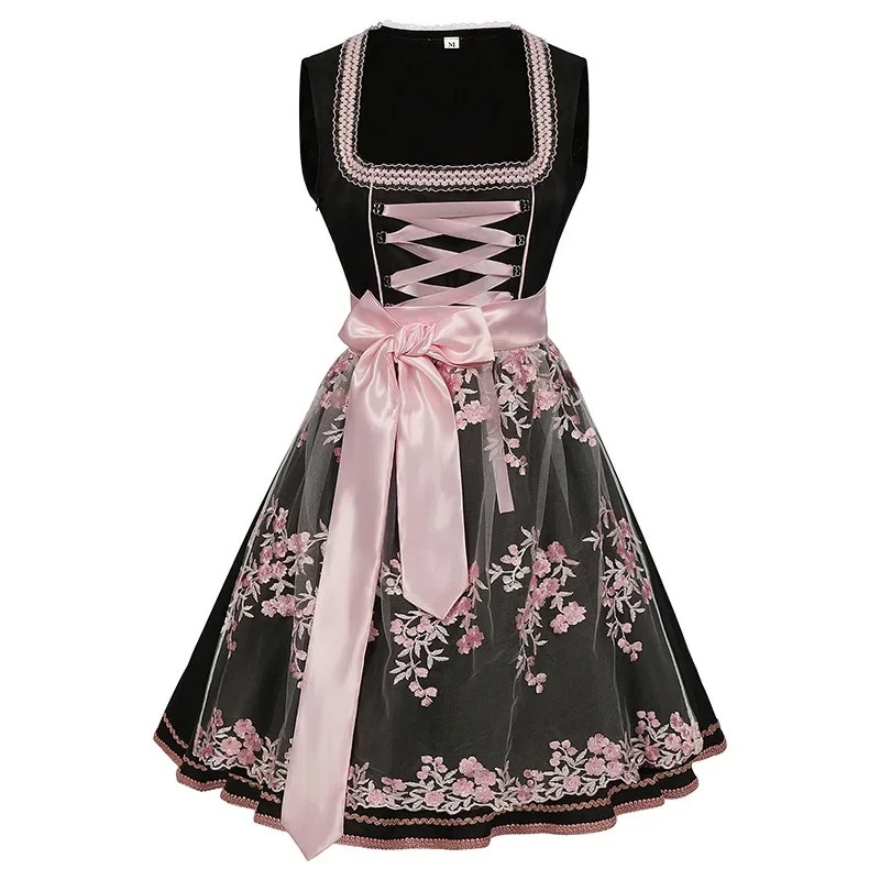 Heidi-Mode | Damen Traditionelles Kleid mit Blumenstickerei