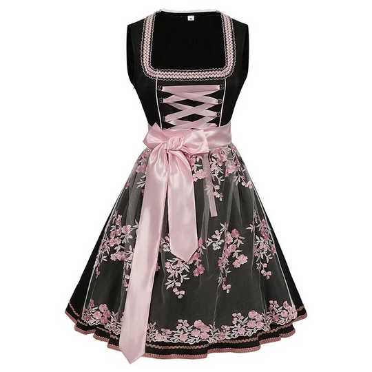 Heidi-Mode | Damen Traditionelles Kleid mit Blumenstickerei