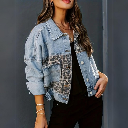 Heidi-Mode | Trendige Jeansjacke mit Leoprint