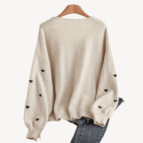 Heidi-Mode | Herzdruck Baumwoll-Cardigan für Frauen