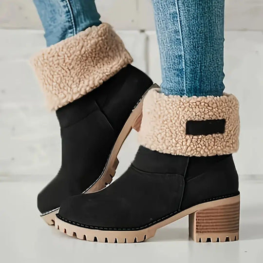 Heidi-Mode |  PLUSH-LINIERTE WINTER-PLATTFORM-ANKELESTIEFEL