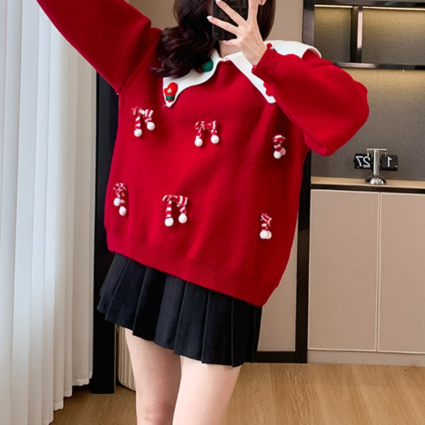 Heidi-Mode | Doll Kragen Weihnachten Neujahr Cartoon Pullover