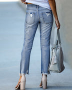 Heidi-Mode | Damen Schicke Zerfledderte Jeans Denim
