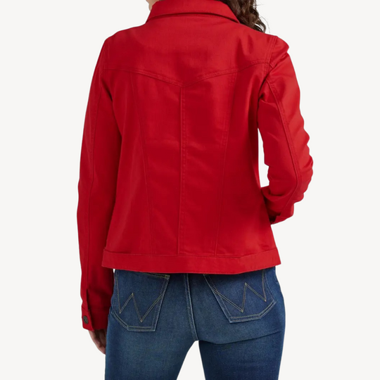 Heidi-Mode | Rote Denim Button-Up Jacke
