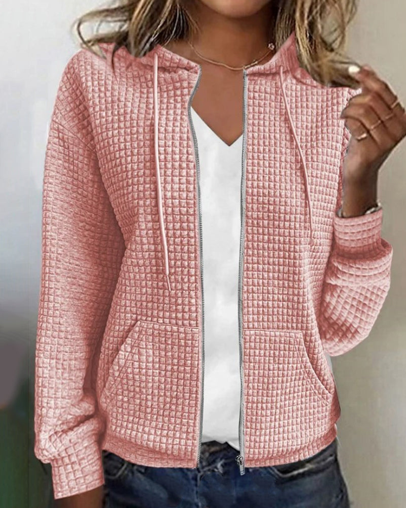 Damen-Cardigan mit Kapuze und Reißverschluss