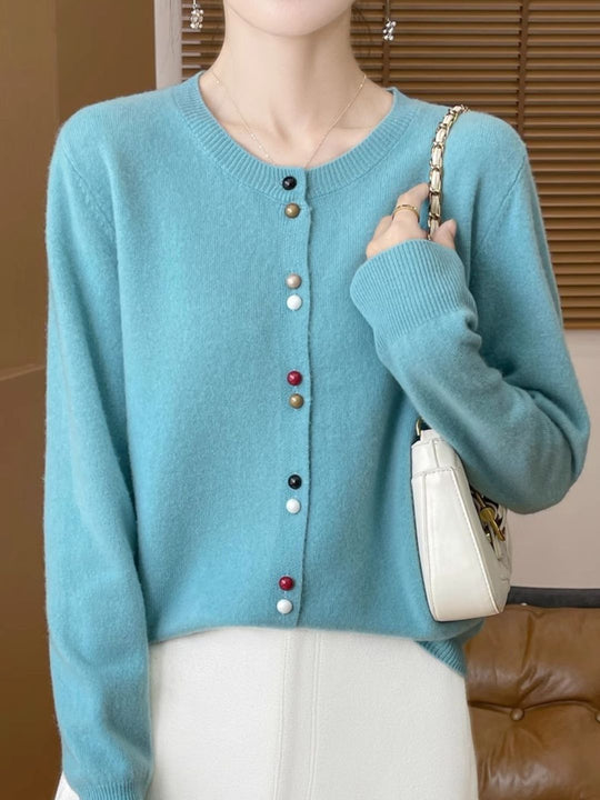 Heidi-Mode | Rundhals Einfarbiger Pullover Pink
