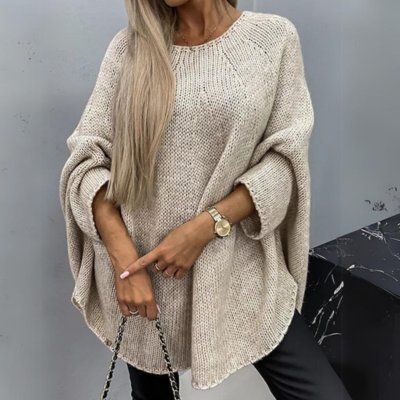 Damen gestrickter Schalpullover im Cape-Stil