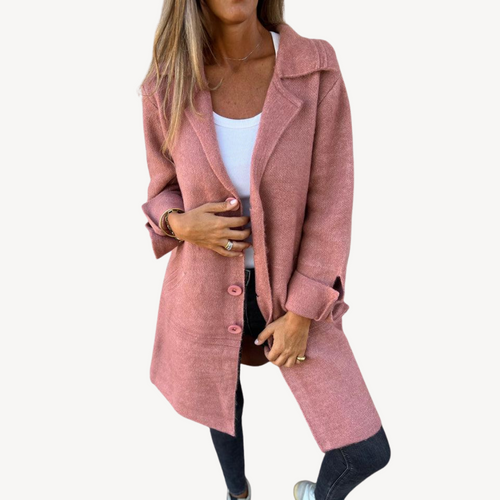 Heidi-Mode | Frauen Wollmischung Langjacke mit Knopfverschluss