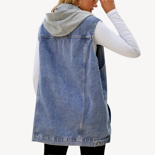Heidi-Mode | Denim Hoodie Weste für Frauen