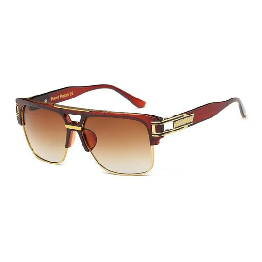 Heidi-Mode | Luxus Verspiegelte Linsen Quadratisches Rahmen Sonnenbrille
