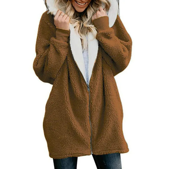 HeidiMode | Flauschiger Fleecemantel Mit Kapuze Und Weicher Tasche