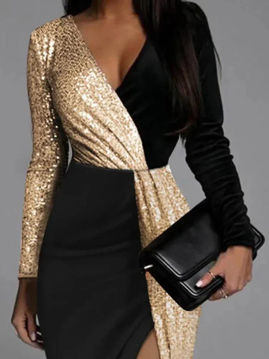 Goldenes Glitzerkleid | Abendlicher Glamour