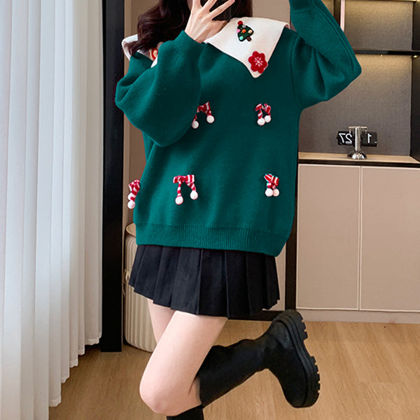 Heidi-Mode | Doll Kragen Weihnachten Neujahr Cartoon Pullover