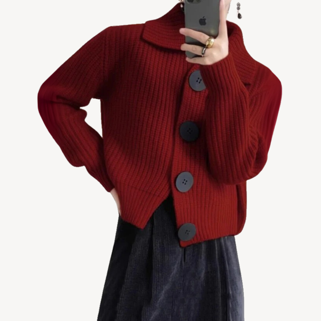 Heidi-Mode | Damen Strick-Peter-Pan-Kragen Cardigan