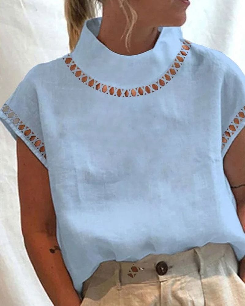 Heidi-Mode | Einfarbige Spitzenbluse mit Stehkragen