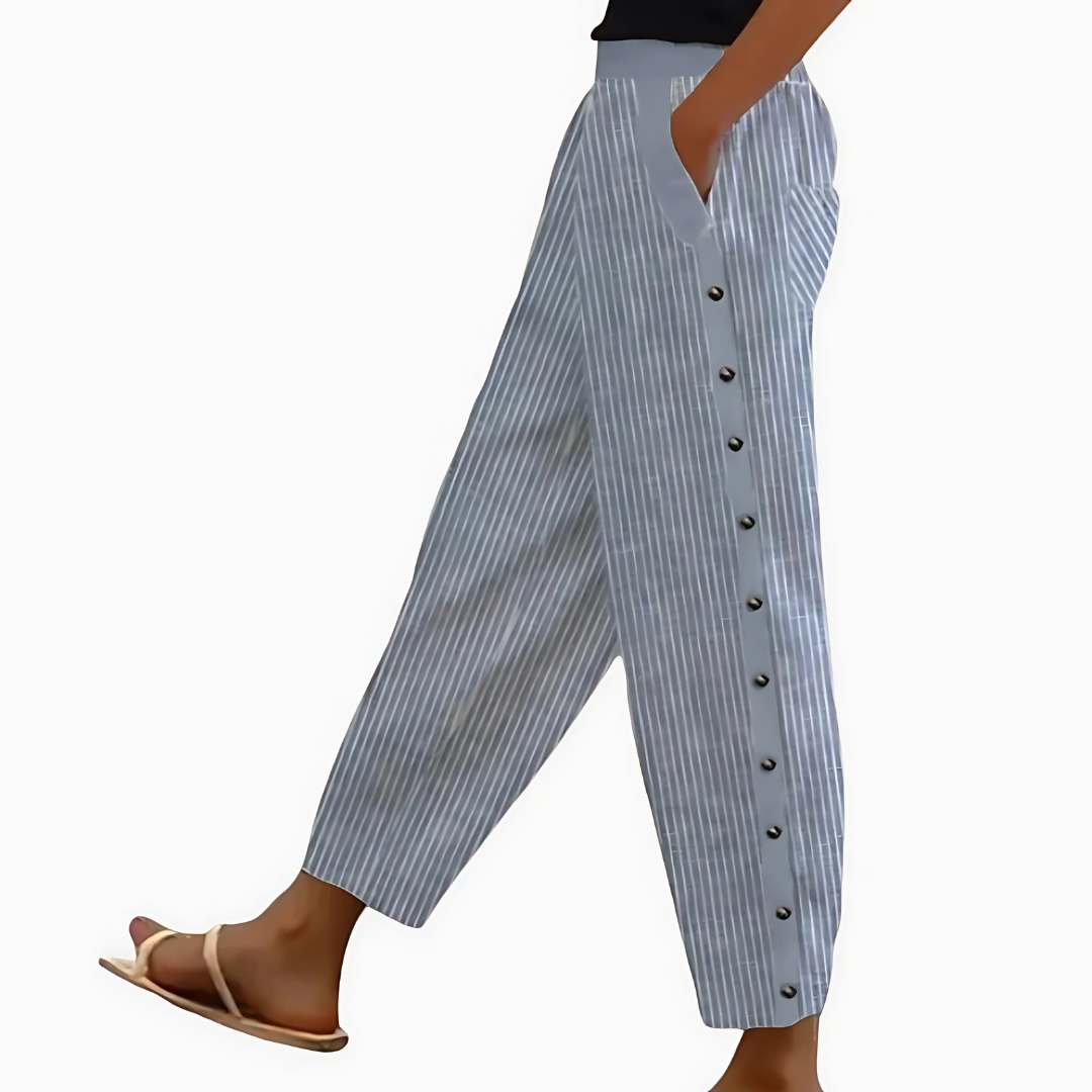 Heidi-Mode | Gestreifte Leinen Damenhose