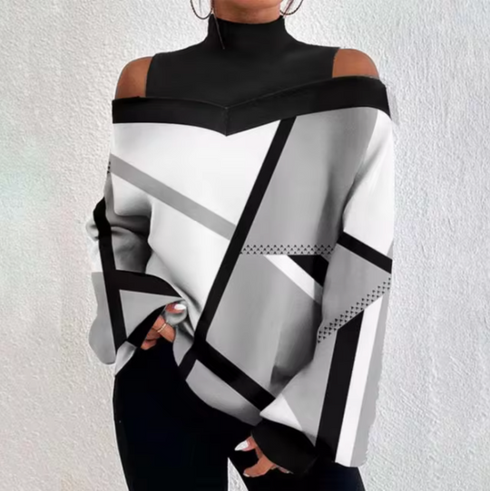 Heidi-Mode | Off-Shoulder-Bluse mit Rollkragen für Damen