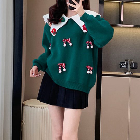 Heidi-Mode | Doll Kragen Weihnachten Neujahr Cartoon Pullover