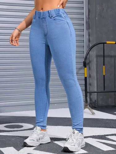 Schlichte Röhrenjeans mit hoher Taille für Damen