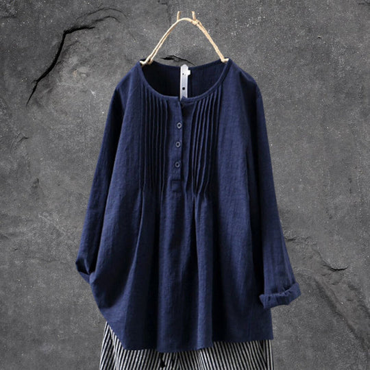 Heidi-Mode | Boho-Chic Bluse Shirt mit Knopfleiste und Rüschen