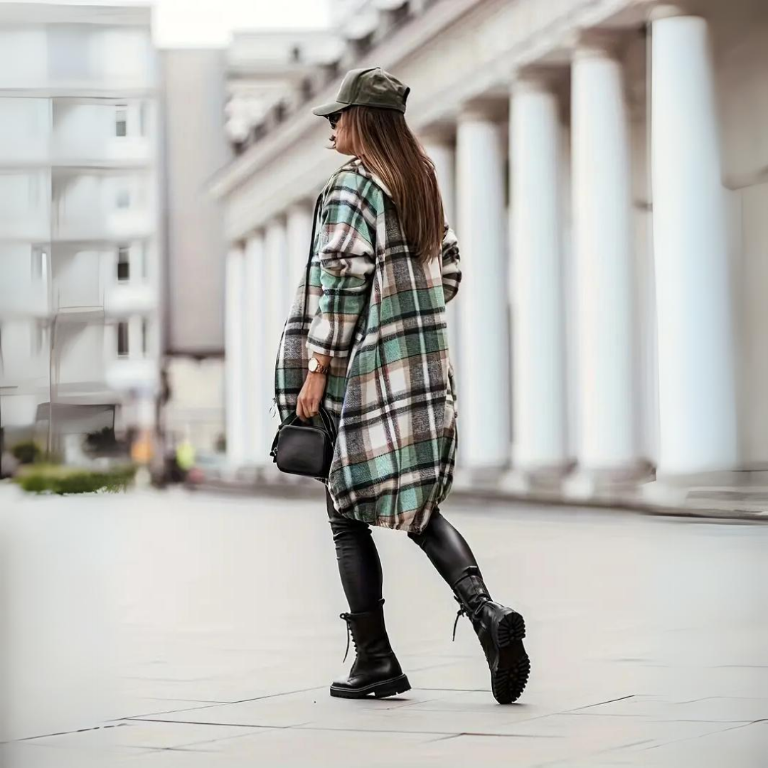 Heidi-Mode | Trendige Karierte Damen Strickjacke