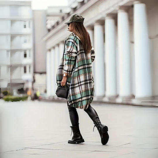 Heidi-Mode | Trendige Karierte Damen Strickjacke