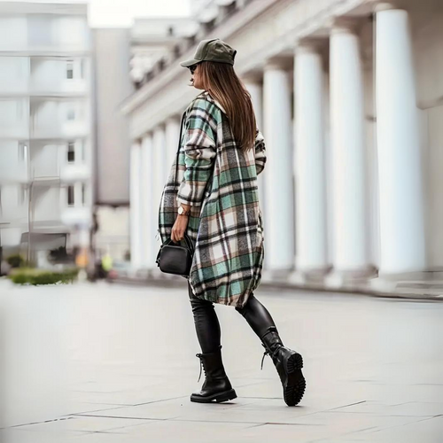 Heidi-Mode | Trendige Karierte Damen Strickjacke
