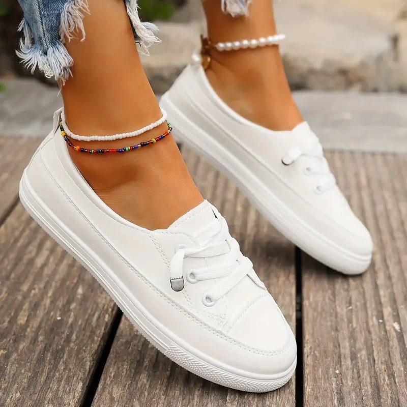 Heidi-Mode | Damen Klassische Freizeit Sneaker Weiß