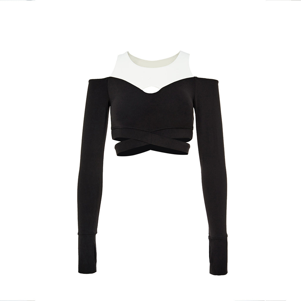 Heidi-Mode | Falsches Zwei Teil Slim Fit Atmungsaktives Sport Yoga Top