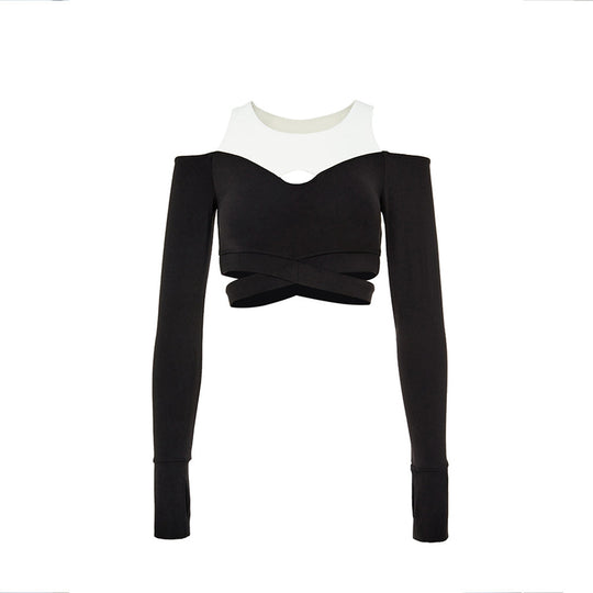 Heidi-Mode | Falsches Zwei Teil Slim Fit Atmungsaktives Sport Yoga Top