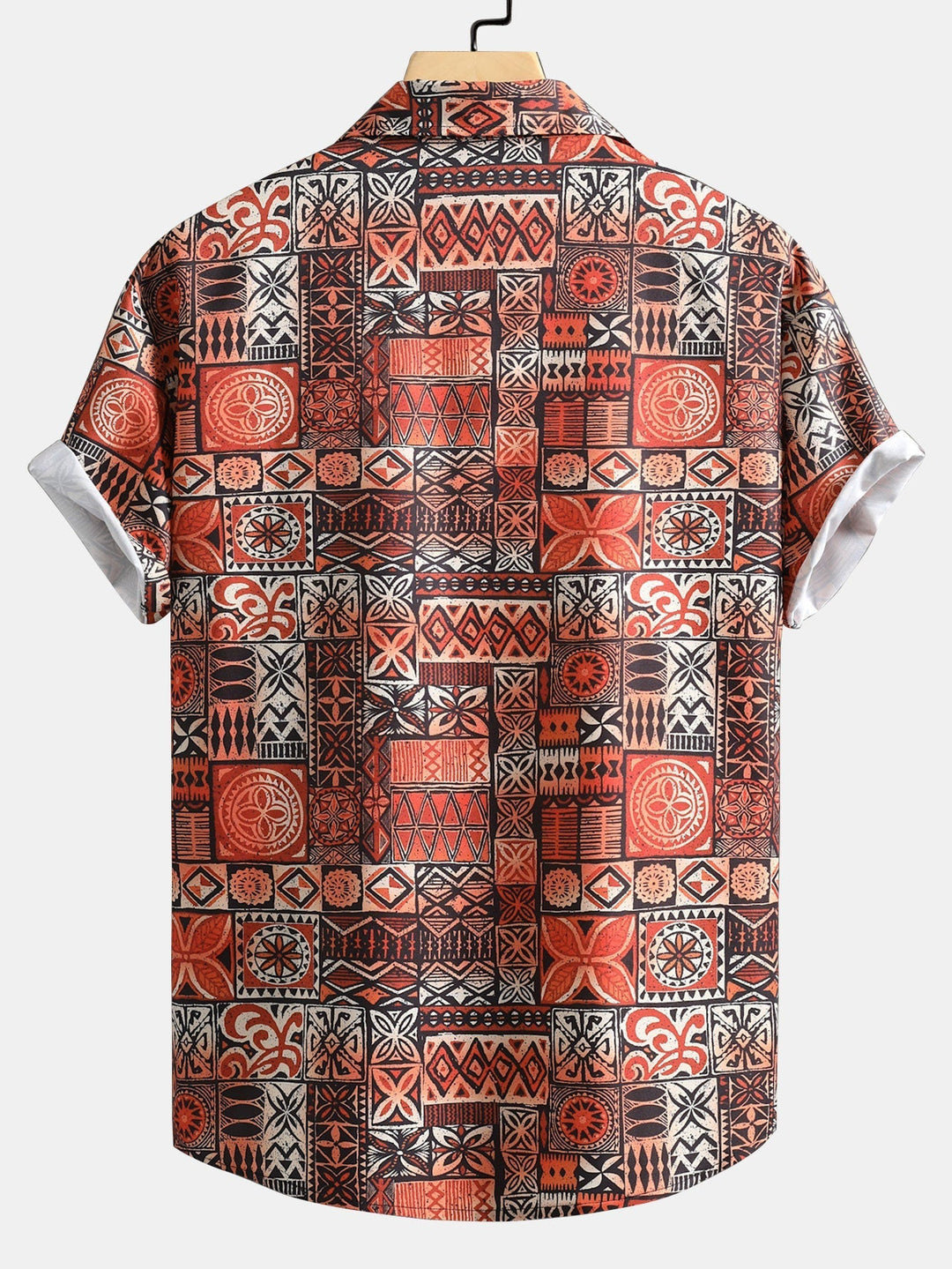 Patchwork Print Button Up Hemd