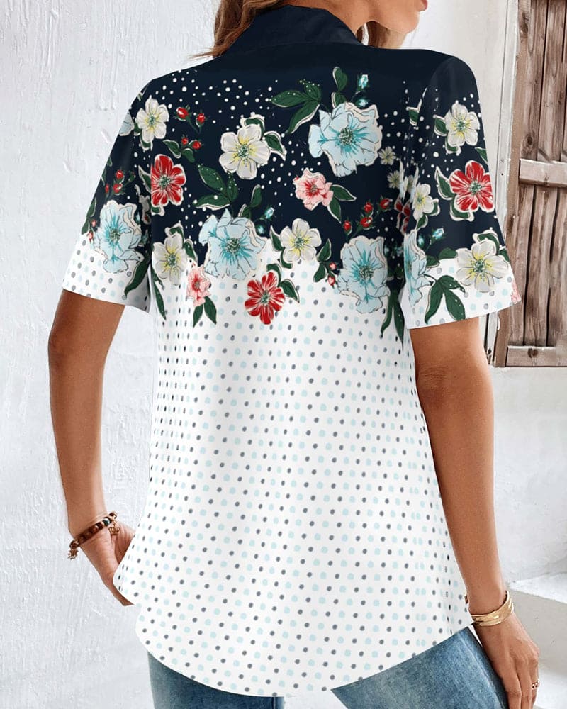 Heidi-Mode | Bluse mit Rollkragen und Blumenmuster