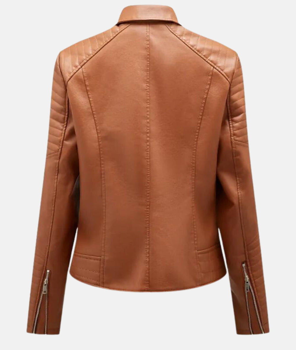 Heidi-Mode | Damen Lederjacke Ohne Kapuze Stilvolle Bikerjacke