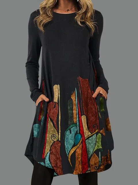 Heidi-Mode | Lefèvre Langarm Boho-Style Kleid