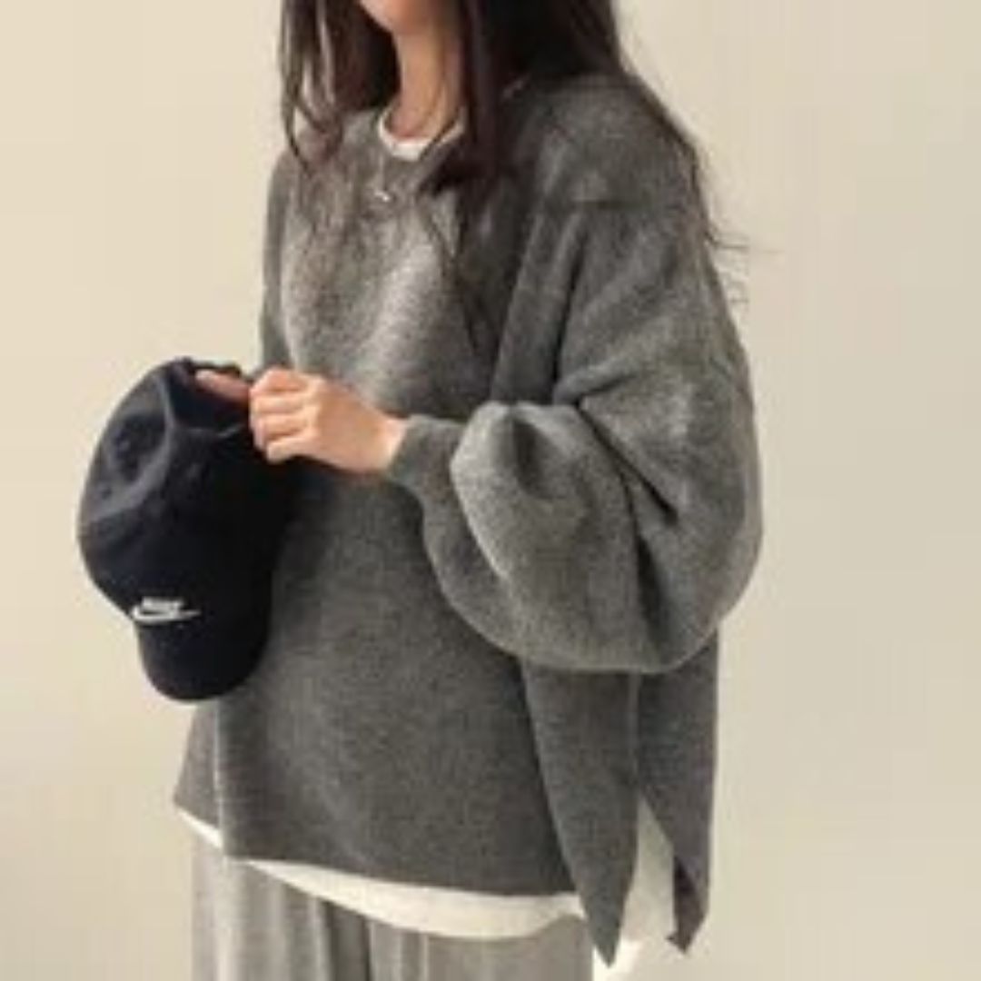 Gemütlicher Oversize-Strickpullover mit Verlängerten Bündchen