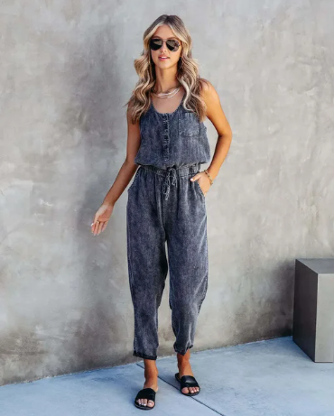 Heidi-Mode | Frühling Sommer Newcomer Damen Denim Jumpsuit