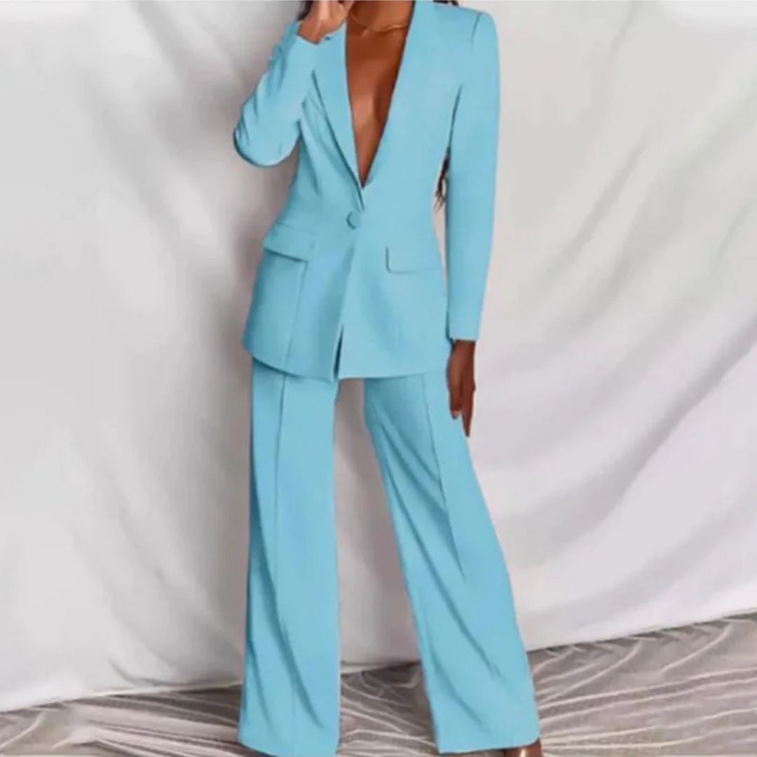Heidi-Mode | Langärmeliges Blazer Hosen Set Für Frauen