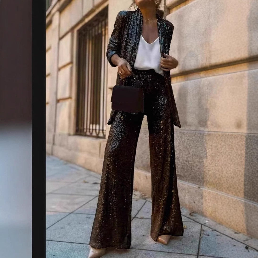 Heidi-Mode | Trendiges Design High-Waist-Paillettenanzug