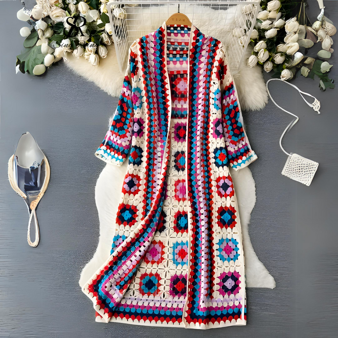Heidi-Mode | Farbig Lang Strickjacke
