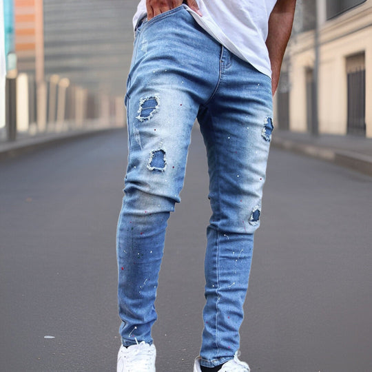 Premium Torn Splatter Ink Denim