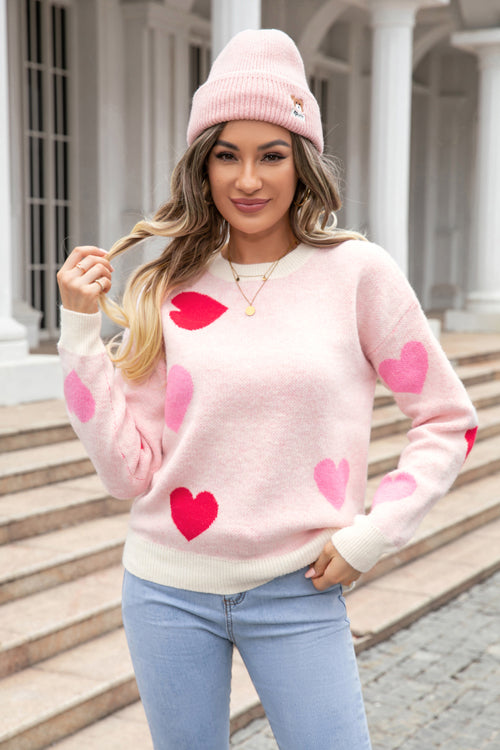 Heidi-Mode | Just Believe Heart Langarm Strickpullover