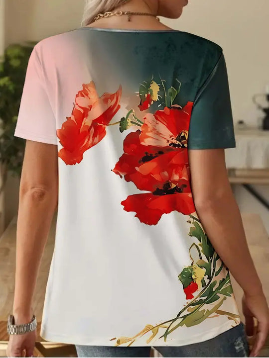 Heidi-Mode | Lässiges T-Shirt mit Kurzen Ärmeln und Rundem Halsausschnitt für Den Sommer