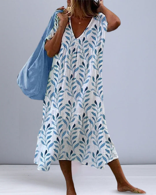 Heidi-Mode | Midikleid mit Blattdruck